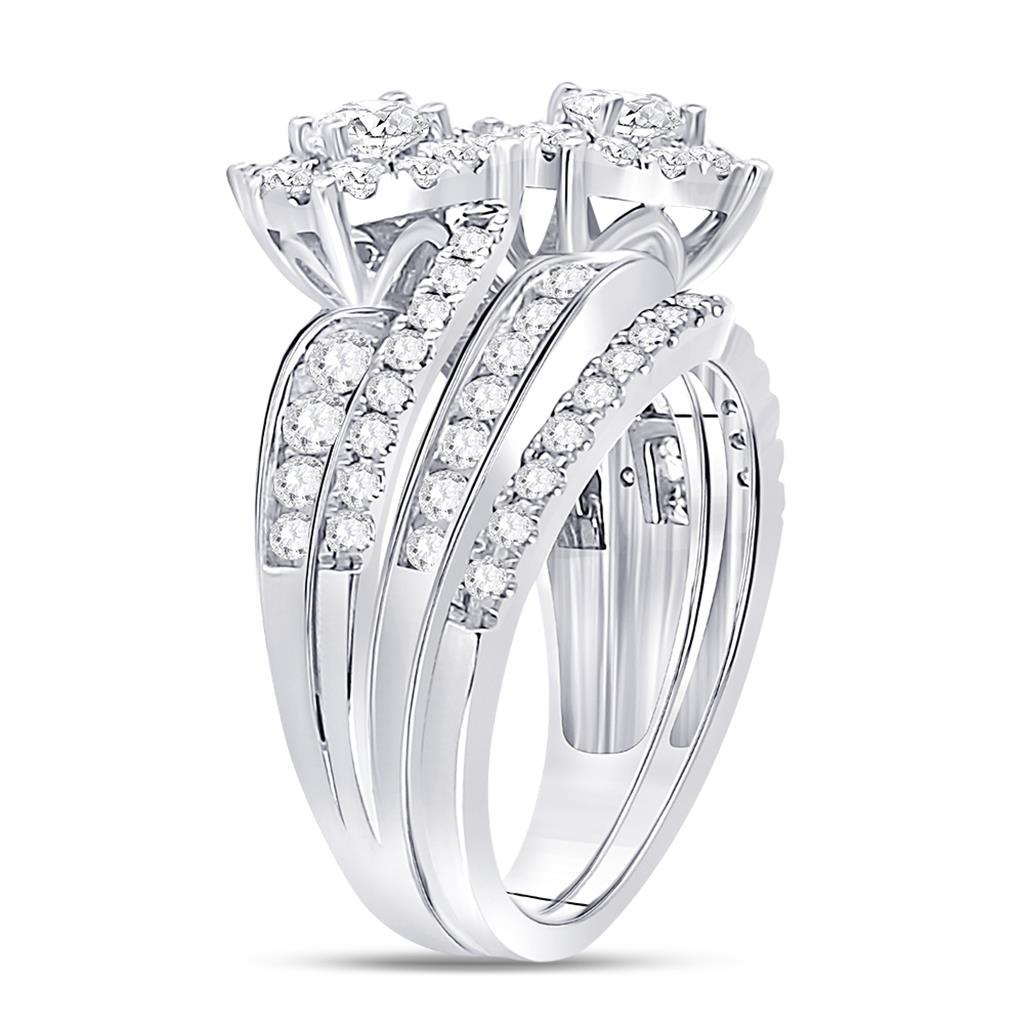 14k White Gold Round Diamond Bridal Wedding Ring Set 1-3/4 Ctw (Certified)