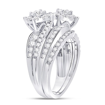 14k White Gold Round Diamond Bridal Wedding Ring Set 1-3/4 Ctw (Certified)