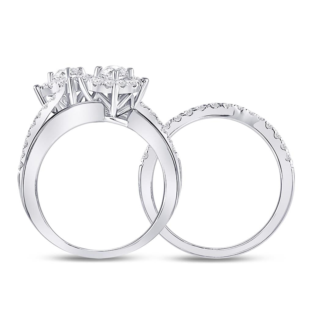14k White Gold Round Diamond Bridal Wedding Ring Set 1-3/4 Ctw (Certified)