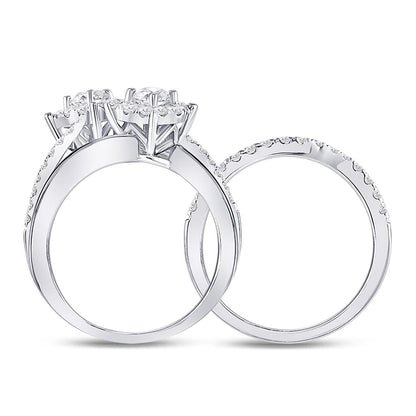 14k White Gold Round Diamond Bridal Wedding Ring Set 1-3/4 Ctw (Certified)