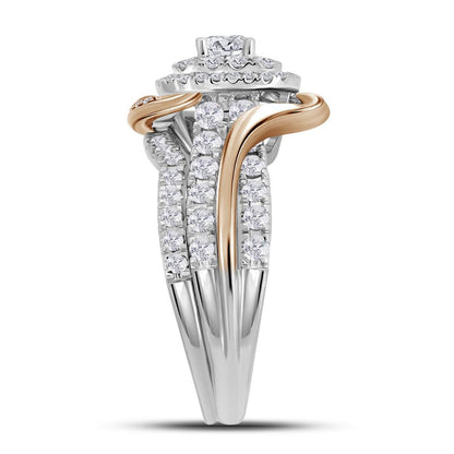 14k Two-tone Gold Round Diamond Bridal Wedding Ring Set 1-1/2 Ctw (Certified)