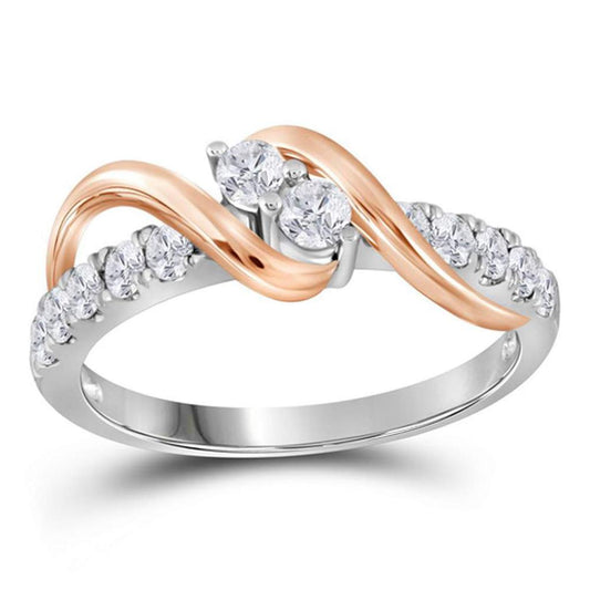 14k White Gold Round Diamond 2-stone Bridal Engagement Ring 1-1/4 Cttw (Certified)