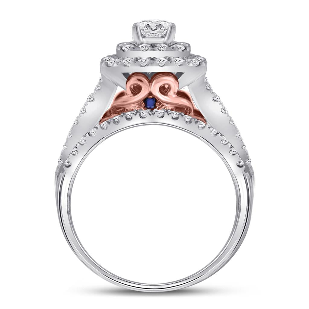 14k Two-tone Gold Round Diamond Bridal Wedding Ring Set 1-1/2 Cttw (Certified)