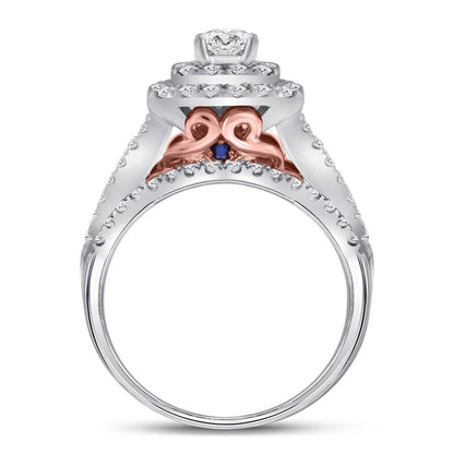 14k Two-tone Gold Round Diamond Bridal Wedding Ring Set 1-1/2 Cttw (Certified)