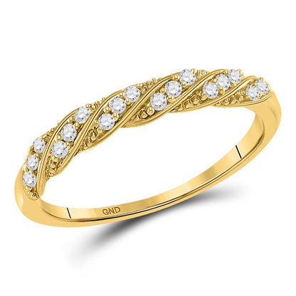 10k Yellow Gold Round Diamond Stackable Band Ring 1/8 Cttw