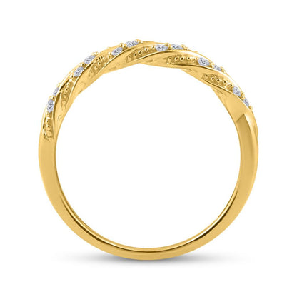 10k Yellow Gold Round Diamond Stackable Band Ring 1/8 Cttw