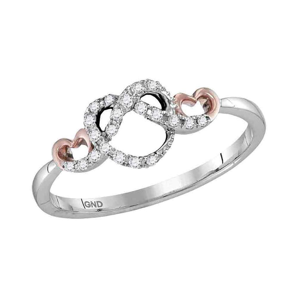 10k Two-tone White Gold Round Diamond Infinity Knot Heart Ring 1/10 Cttw
