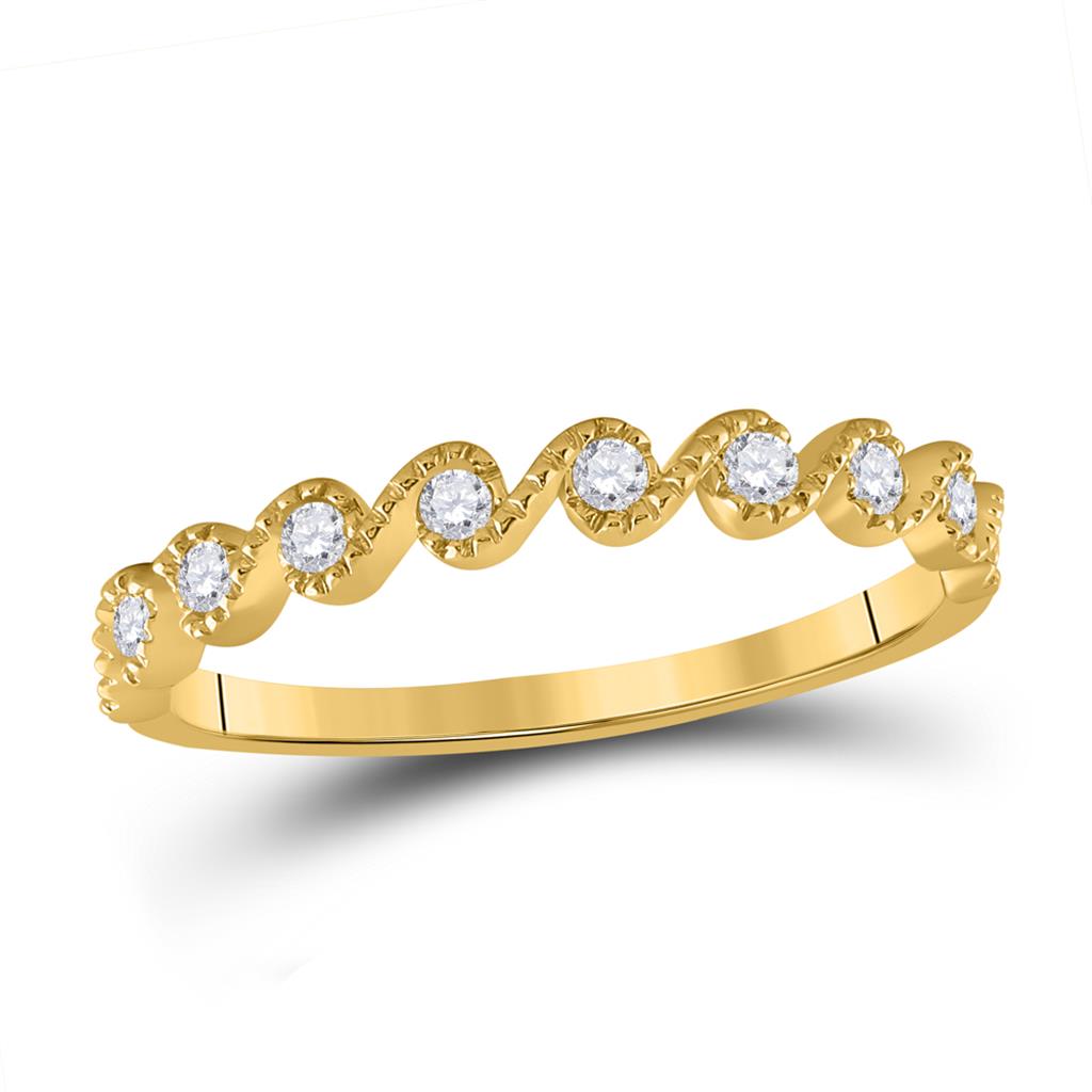 10k Yellow Gold Round Diamond Stackable Band Ring 1/6 Cttw