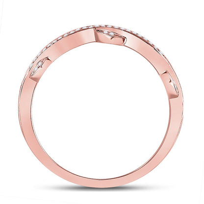 10k Rose Gold Round Diamond Vine Stackable Band Ring 1/6 Cttw