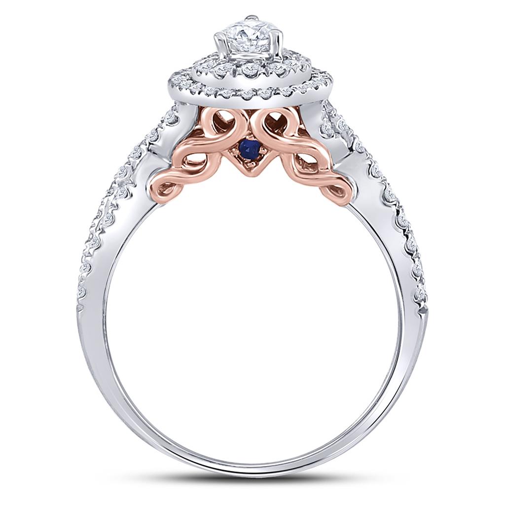 14k Two-tone Gold Pear Diamond Bridal Wedding Ring Set 1 Cttw