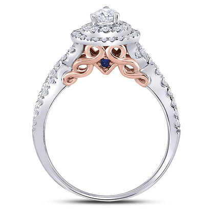 14k Two-tone Gold Pear Diamond Bridal Wedding Ring Set 1 Cttw