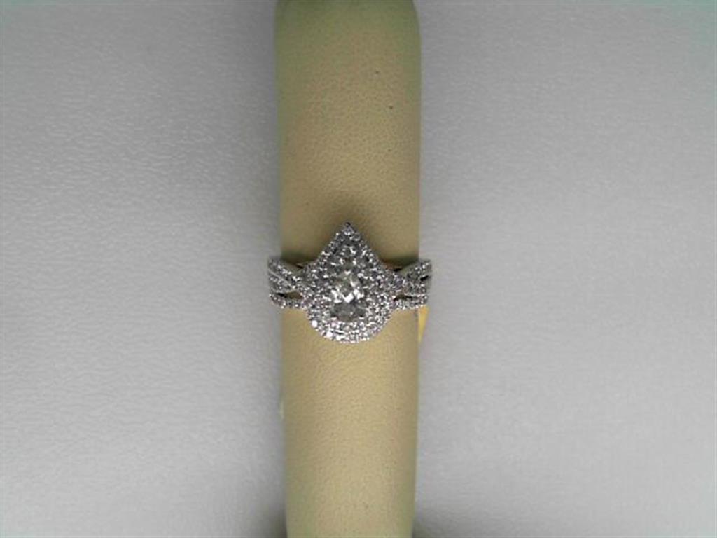 14k Two-tone Gold Pear Diamond Bridal Wedding Ring Set 1 Cttw