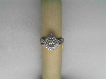 14k Two-tone Gold Pear Diamond Bridal Wedding Ring Set 1 Cttw