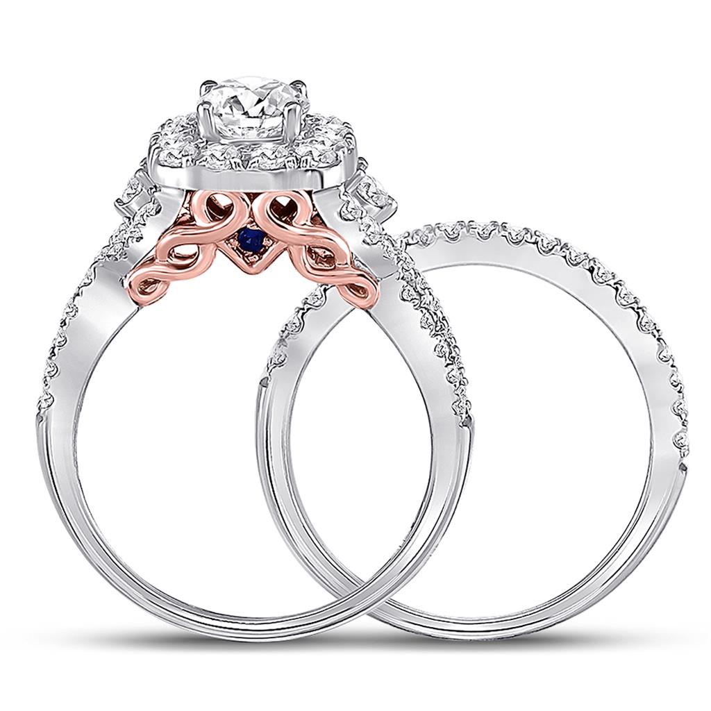 14k Two-tone Gold Round Diamond Bridal Wedding Ring Set 1-3/4 Cttw (Certified)