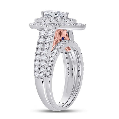 14k Two-tone Gold Pear Diamond Bridal Wedding Ring Set 2 Cttw (Certified)