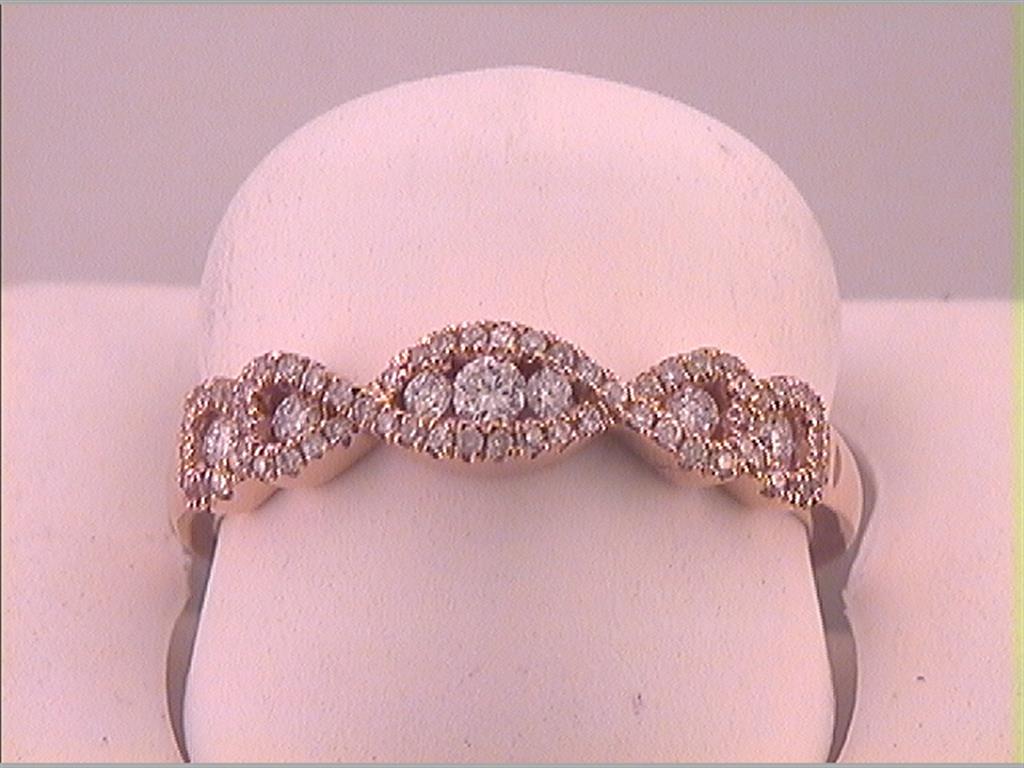 14k Rose Gold Round Diamond 3-Stone Anniversary Band Ring 3/8 Ctw