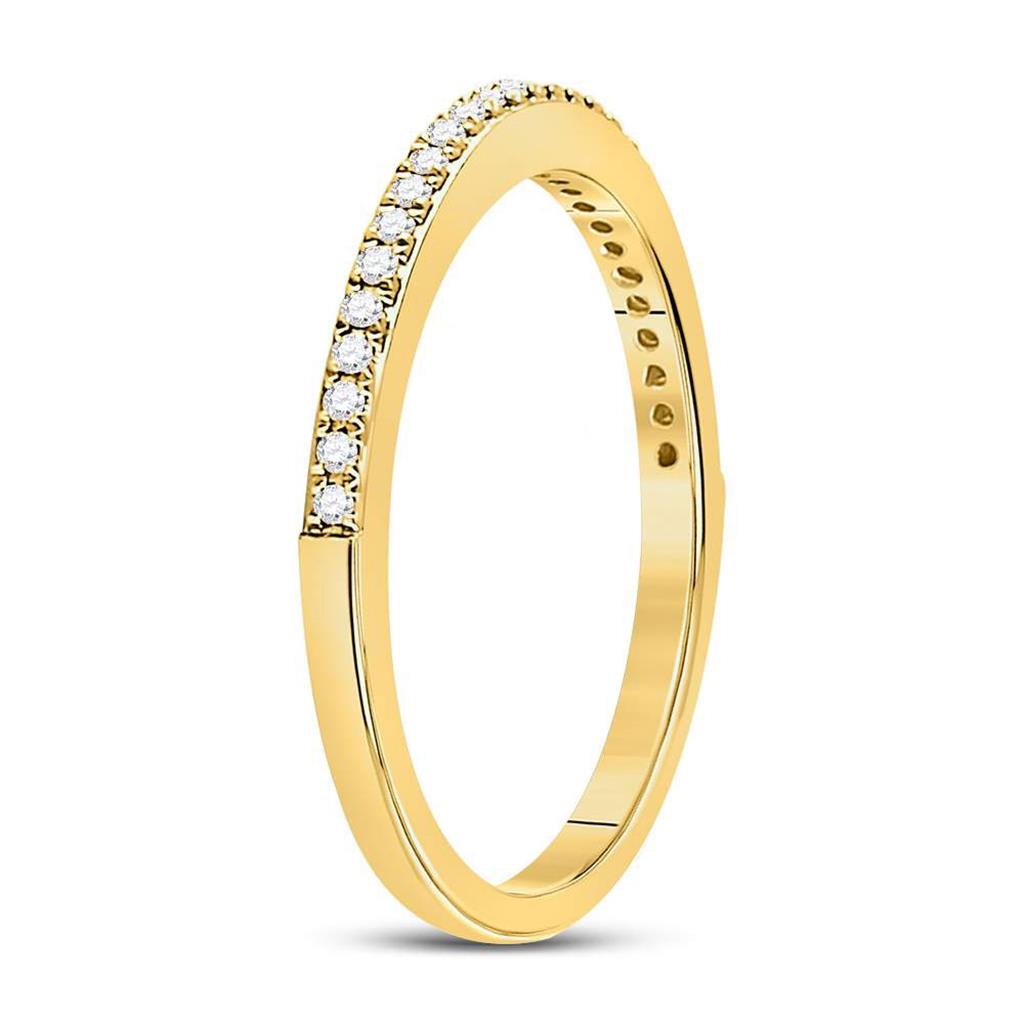 10k Yellow Gold Round Diamond Single Row Stackable Band Ring 1/8 Cttw Size 6