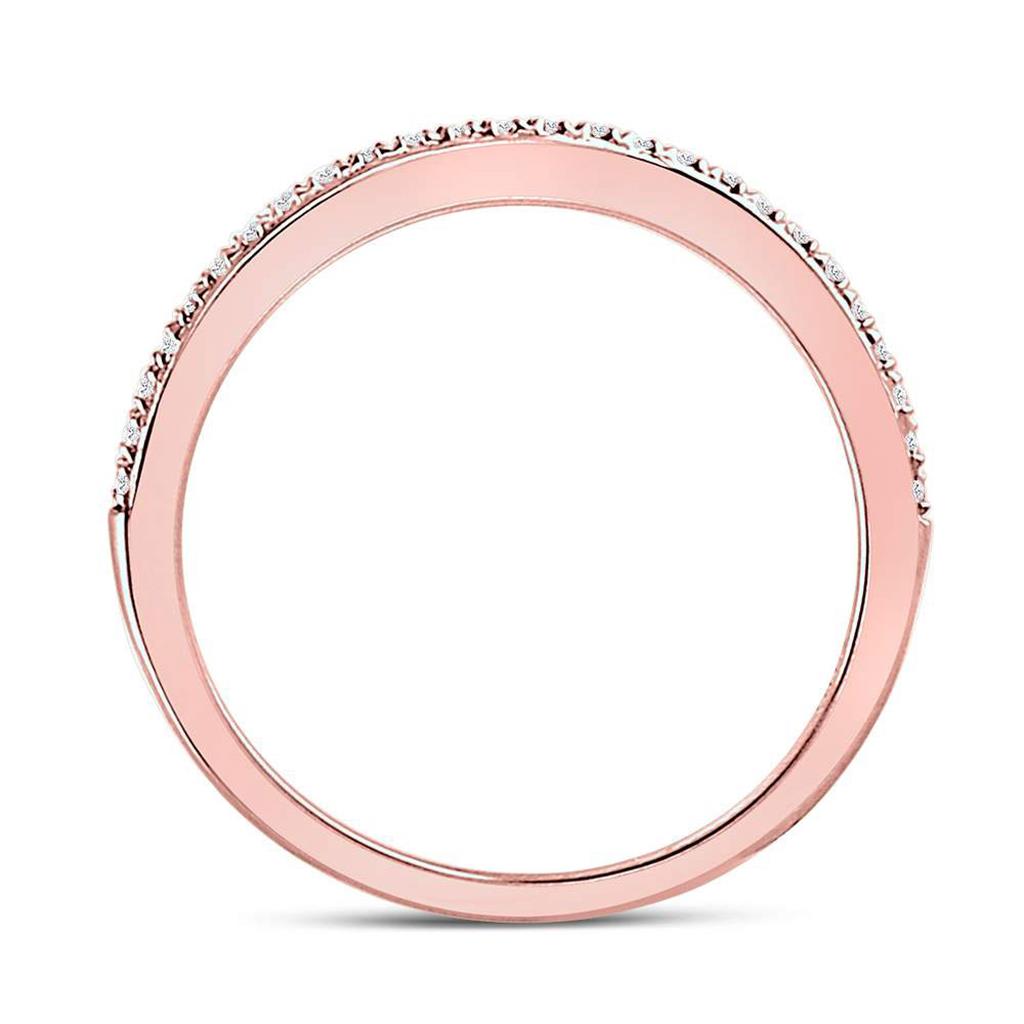 10k Rose Gold Round Diamond Single Row Stackable Band Ring 1/8 Cttw Size 6