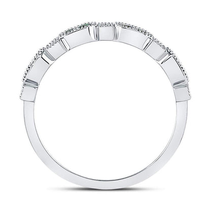 14kt White Gold Round Emerald Diamond Stackable Band Ring 1/4 Cttw