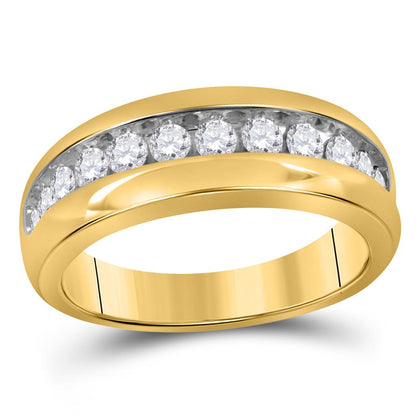 10k Yellow Gold Round Diamond Wedding Single Row Band Ring 1 Cttw