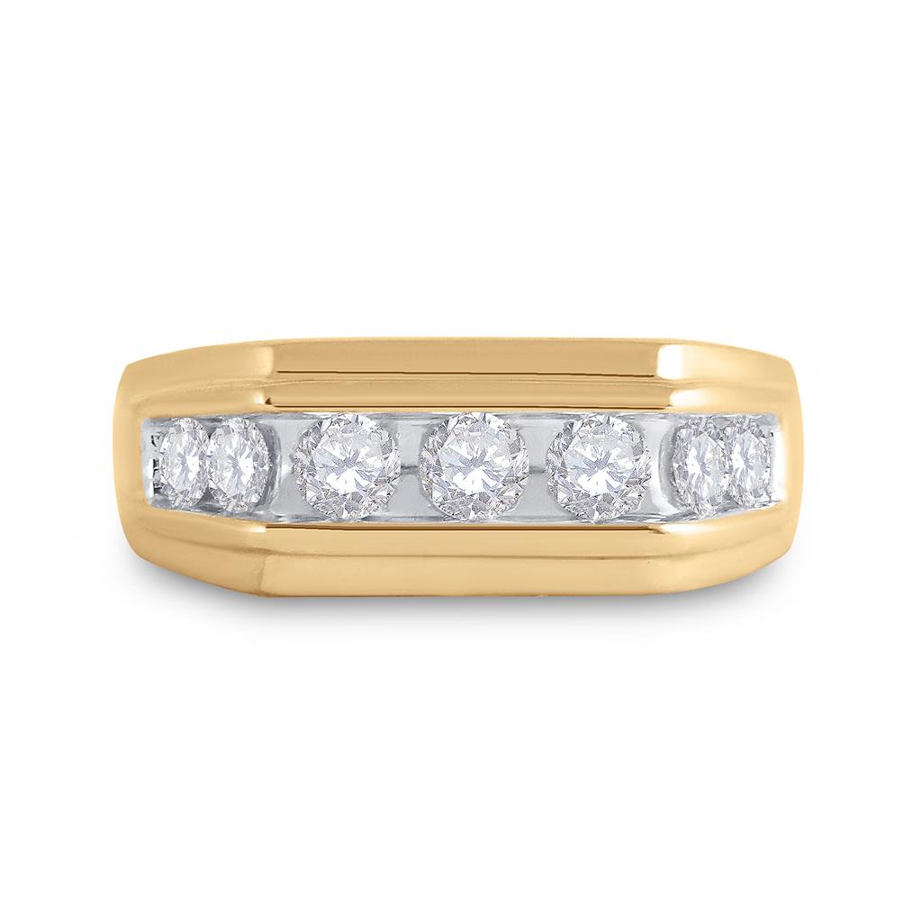 10k Yellow Gold Round Diamond Flat Top Band Ring 1 Cttw