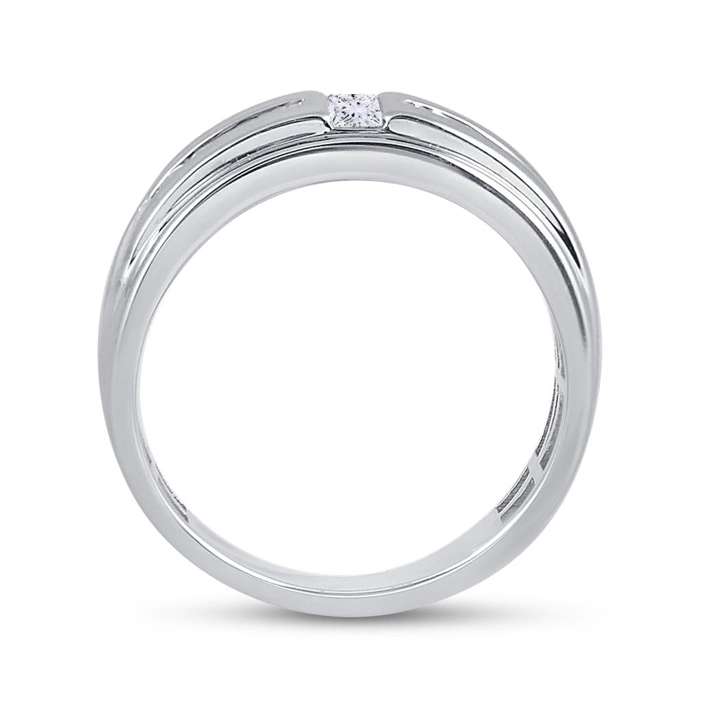 14k White Gold Princess Diamond Wedding 2-Stone Band Ring 1/2 Cttw