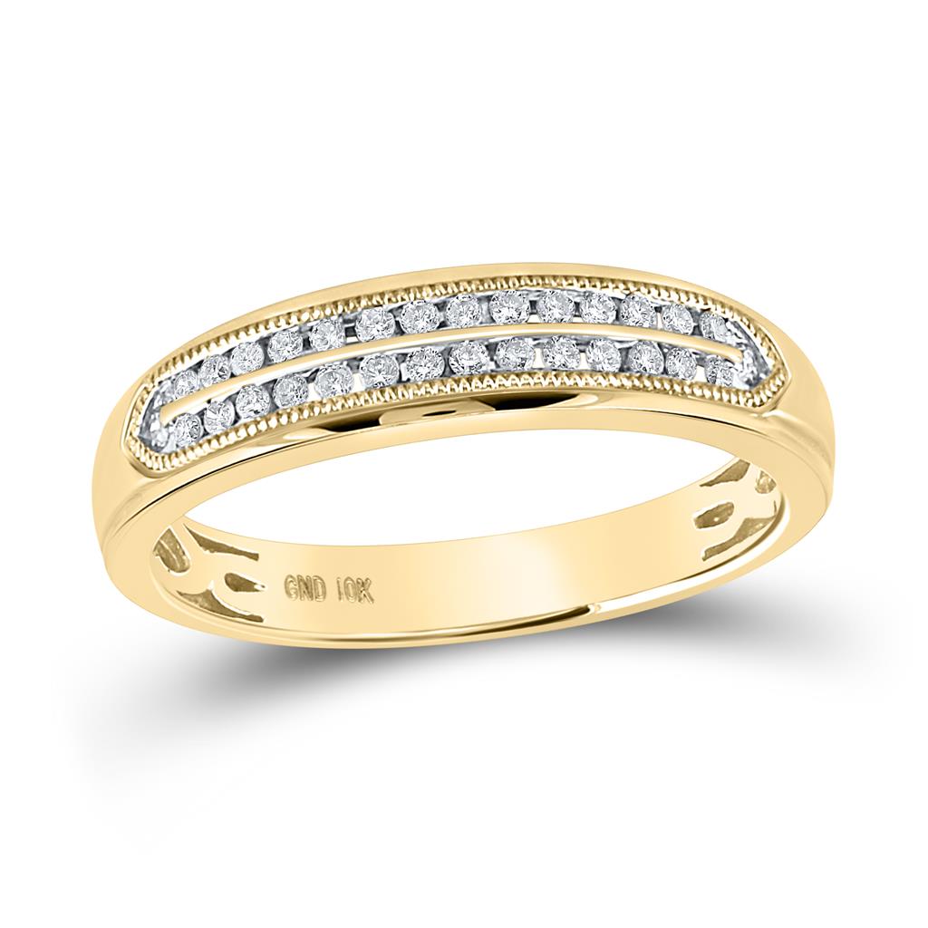 10k Yellow Gold Round Diamond Double Row Band Ring 1/4 Cttw