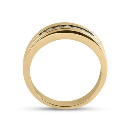 10k Yellow Gold Round Diamond Wedding Single Row Band Ring 1/4 Cttw
