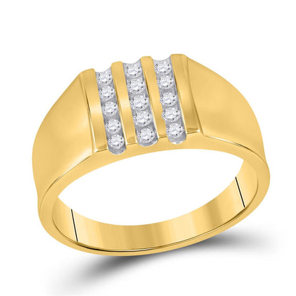 10kt Yellow Gold Round Channel-set Diamond Triple Row Wedding Band Ring 1/4 Cttw