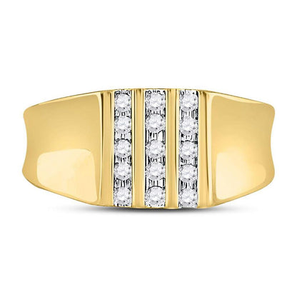 10kt Yellow Gold Round Channel-set Diamond Triple Row Wedding Band Ring 1/4 Cttw