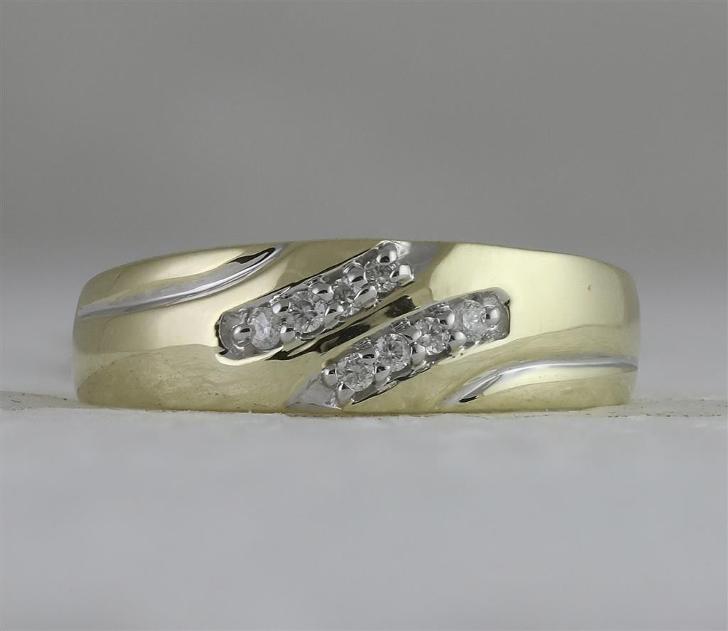 10k Yellow Gold Round Diamond Two-tone Wedding Band Ring 1/8 Cttw