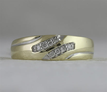 10k Yellow Gold Round Diamond Two-tone Wedding Band Ring 1/8 Cttw