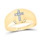 10k Yellow Gold Round Diamond Cross Band Ring 1/20 Cttw