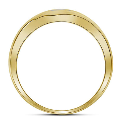 10k Yellow Gold Round Diamond Diagonal Double Row Wedding Band 1/3 Cttw