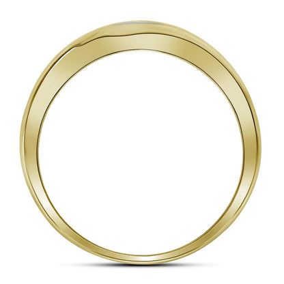 10k Yellow Gold Round Diamond Diagonal Double Row Wedding Band 1/3 Cttw