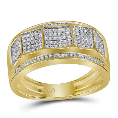 10k Yellow Gold Round Diamond Faceted Cluster Band Ring 1/3 Cttw