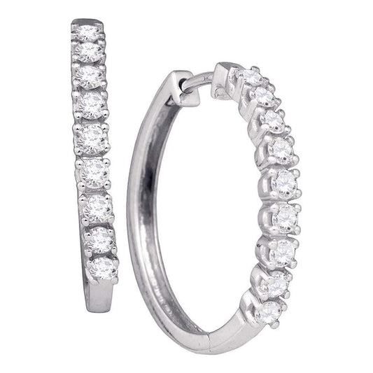 1/2CT-Diamond FASHION HIGH HOOPS EARRING