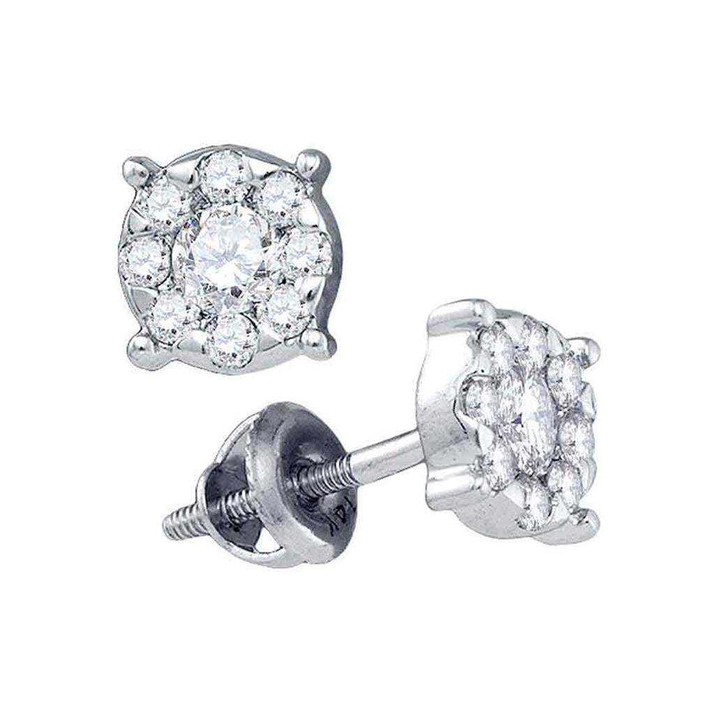 14k White Gold Diamond Luxury Stud Earrings .45 Cttw