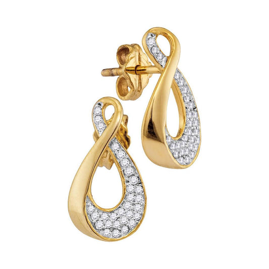 10k Yellow Gold Round Diamond Fashion Earrings 1/5 Cttw