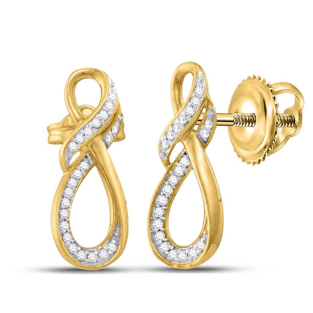 10k Yellow Gold Round Diamond Fashion Earrings 1/6 Cttw