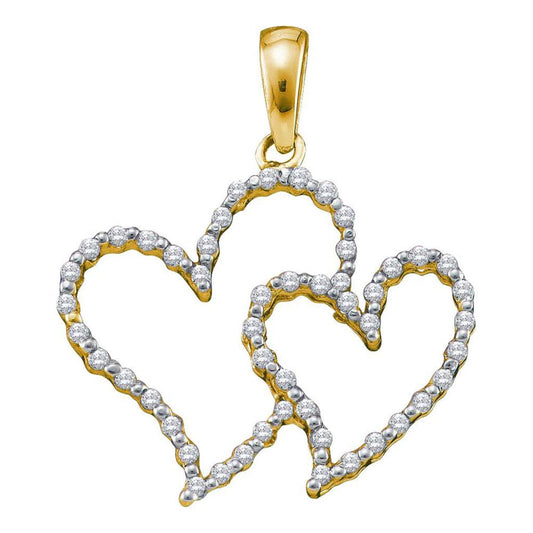 10k Yellow Gold Round Diamond Heart Pendant 1/6 Cttw