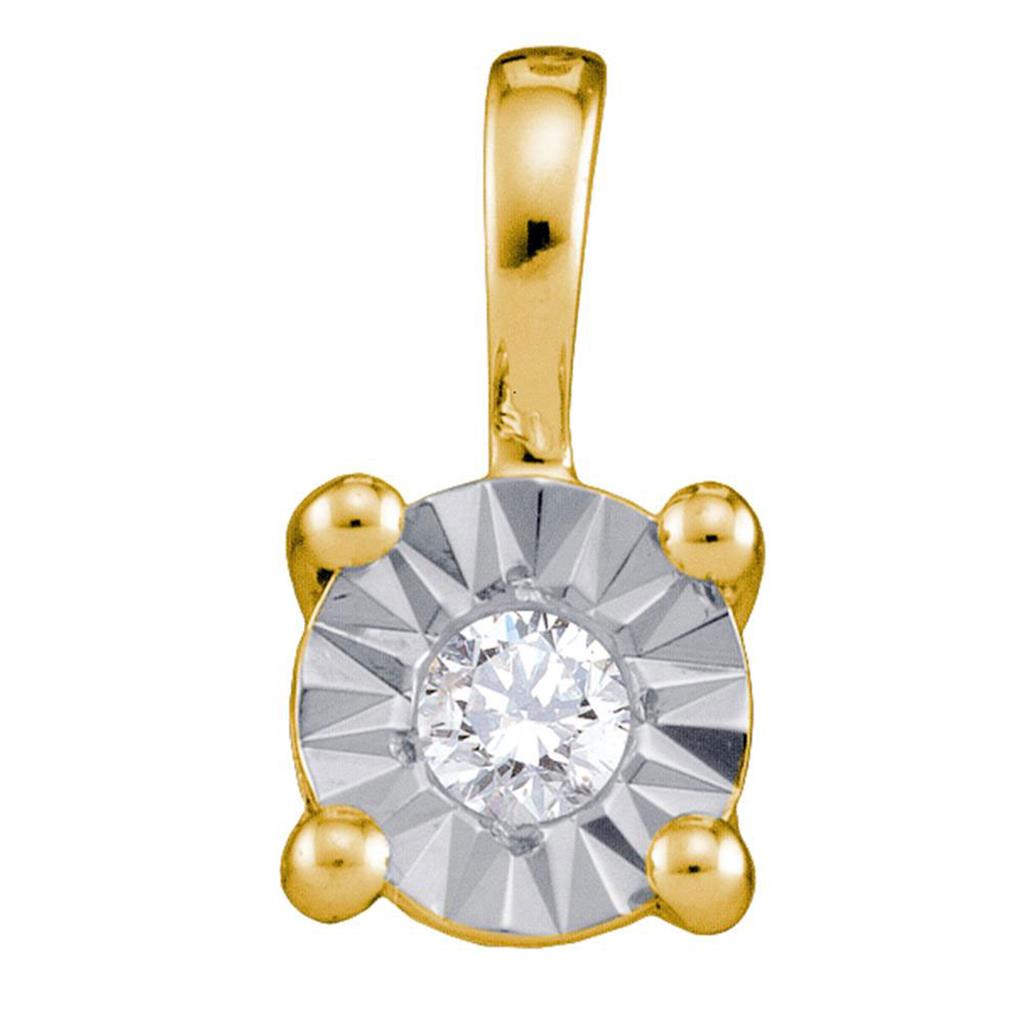 10k Yellow Gold Round Diamond Illusion-set Solitaire Pendant 1/10 Cttw