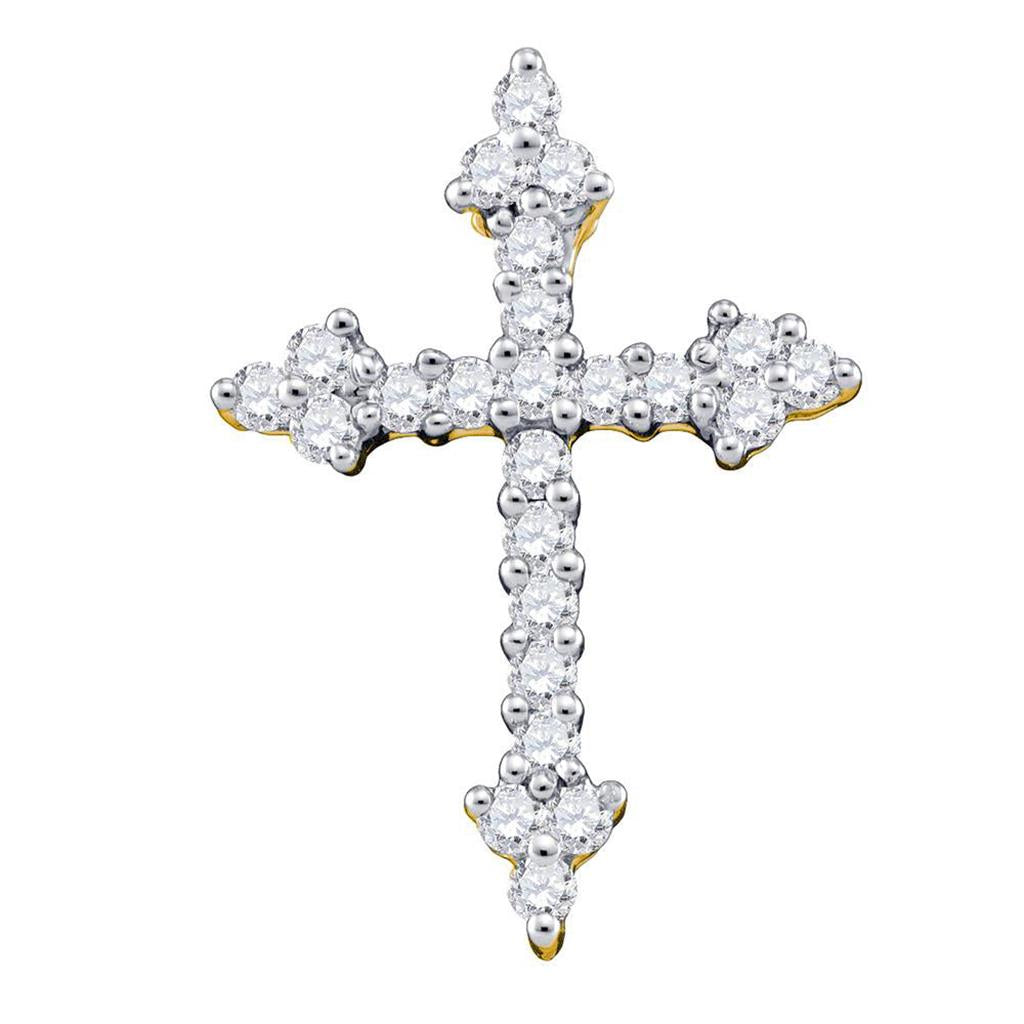 10k Yellow Gold Diamond Traditional Cross Crucifix Pendant 1/4 Cttw