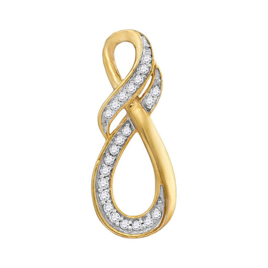 10k Yellow Gold Round Diamond Twist Fashion Pendant 1/10 Cttw