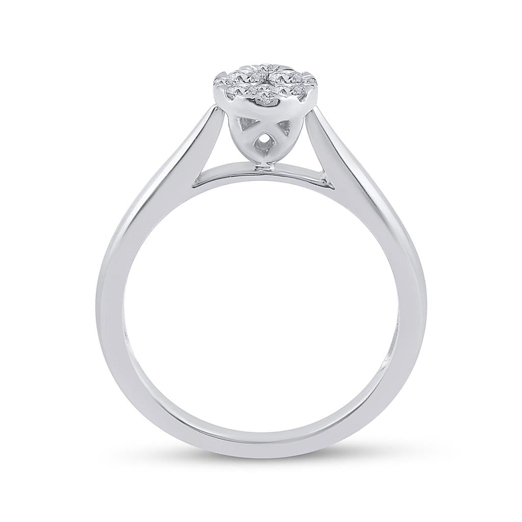 14k White Gold Diamond Bridal Engagement Ring 1/4 Cttw