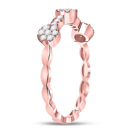10k Rose Gold Round Diamond Circle Stackable Band Ring 1/4 Cttw