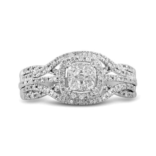 14k White Gold Diamond Bridal Engagement Ring 1/3 Cttw