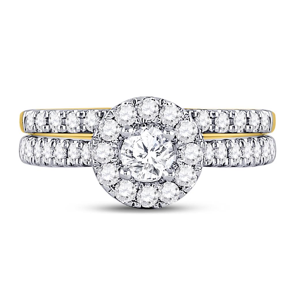 14k Yellow Gold Round Diamond Bridal Wedding Ring Set 1 Ctw (Certified)