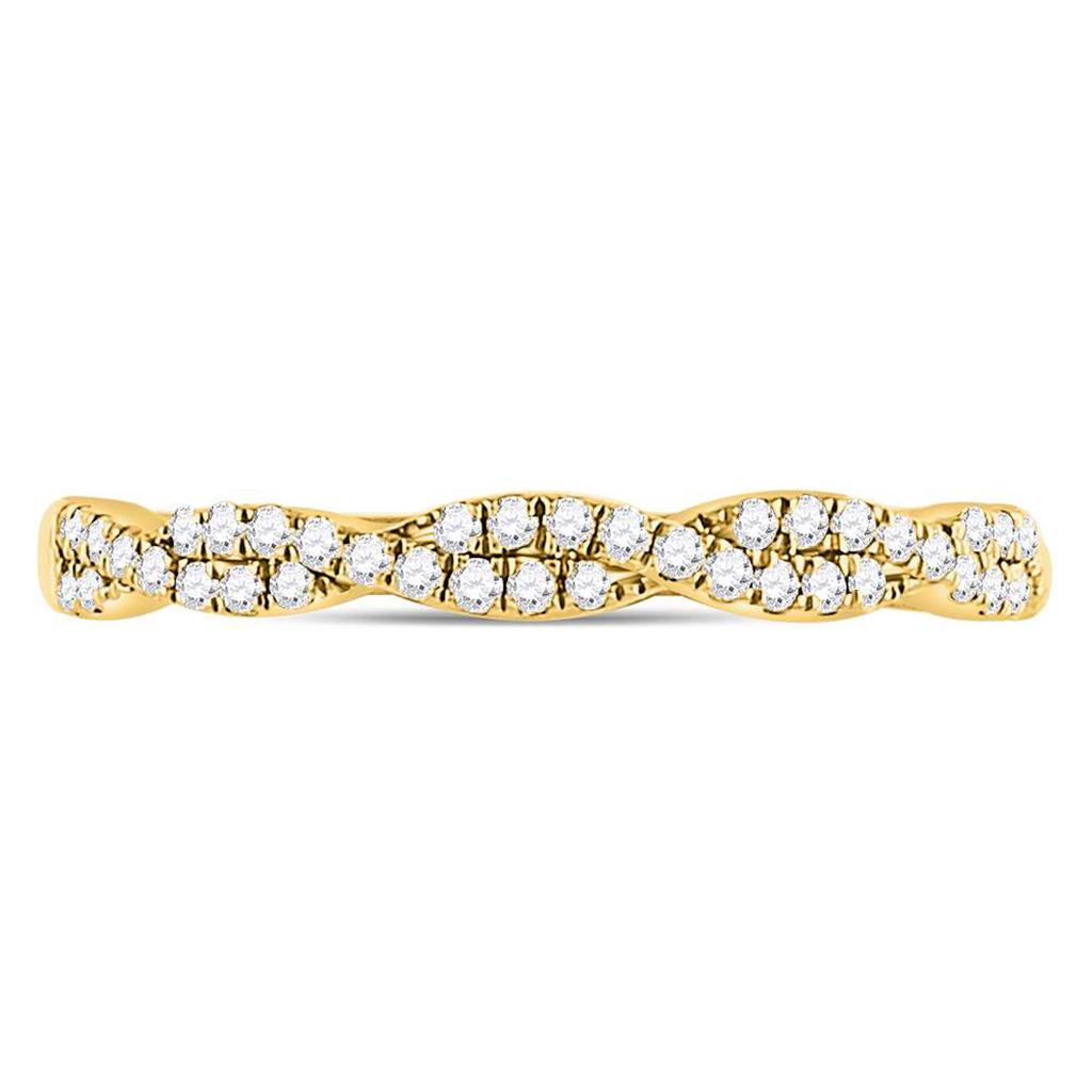 10k Yellow Gold Round Diamond Twist Stackable Band Ring 1/4 Cttw