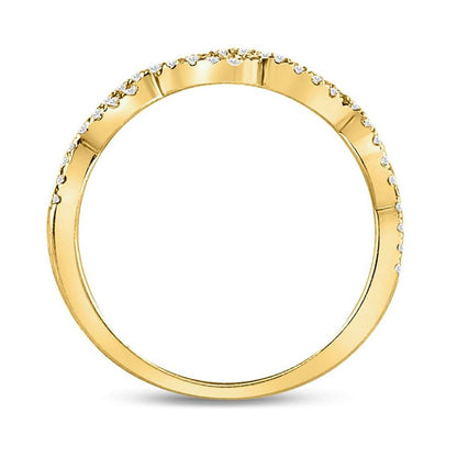 10k Yellow Gold Round Diamond Twist Stackable Band Ring 1/4 Cttw